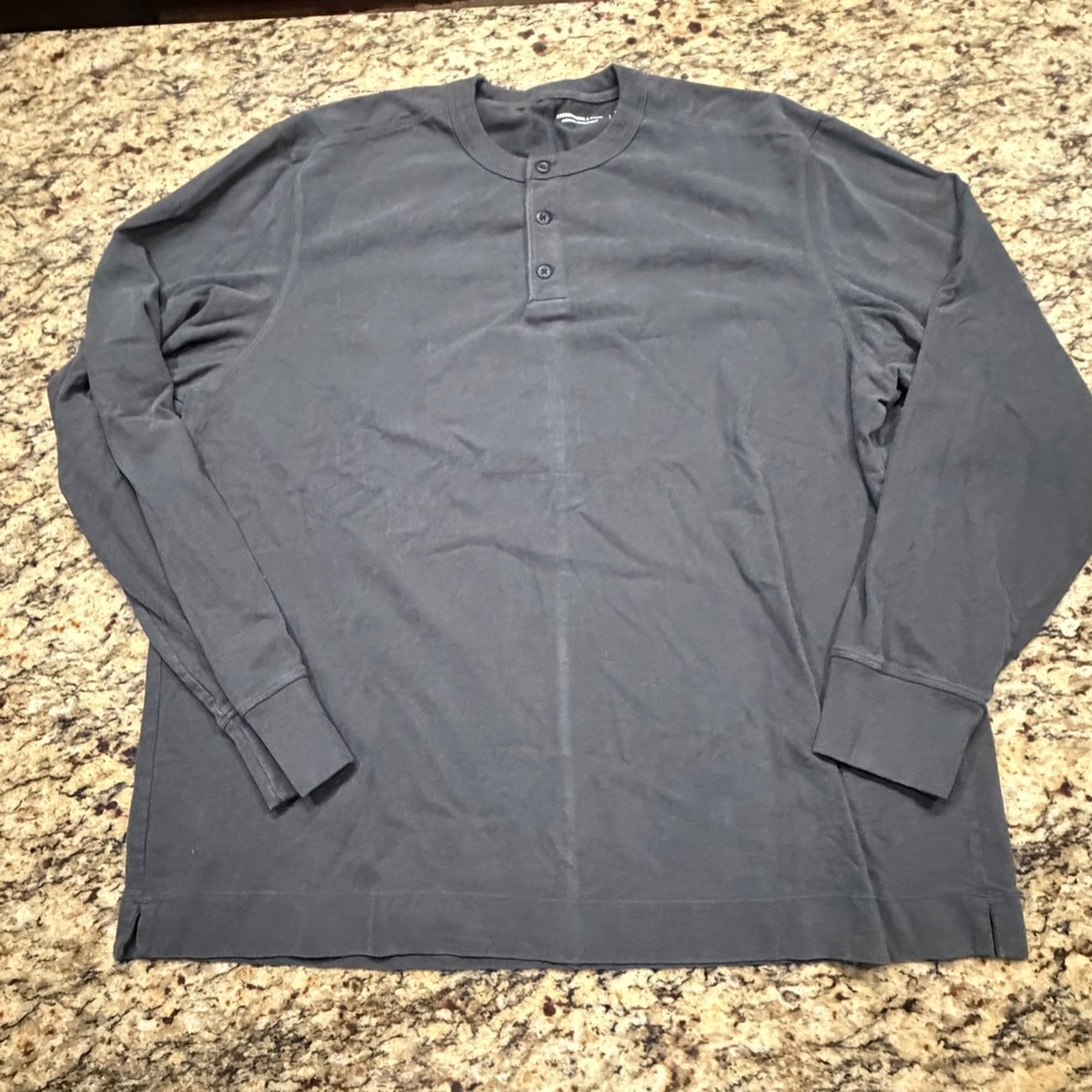 Abercrombie & Fitch Premium Essentials Henley Shirt XL Gray Long Sleeve Mens ws
